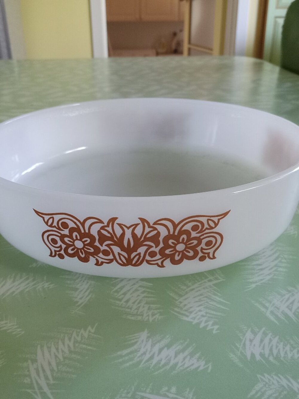 Vintage Federal glass bowl brown flowers
